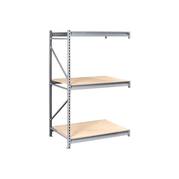 Tennsco Bulk Storage Rack - 48"W x 48"D x 84"H - Add-On - 3 Shelf Levels - Wood Deck - Light Gray BU-484884PA-LGY - main